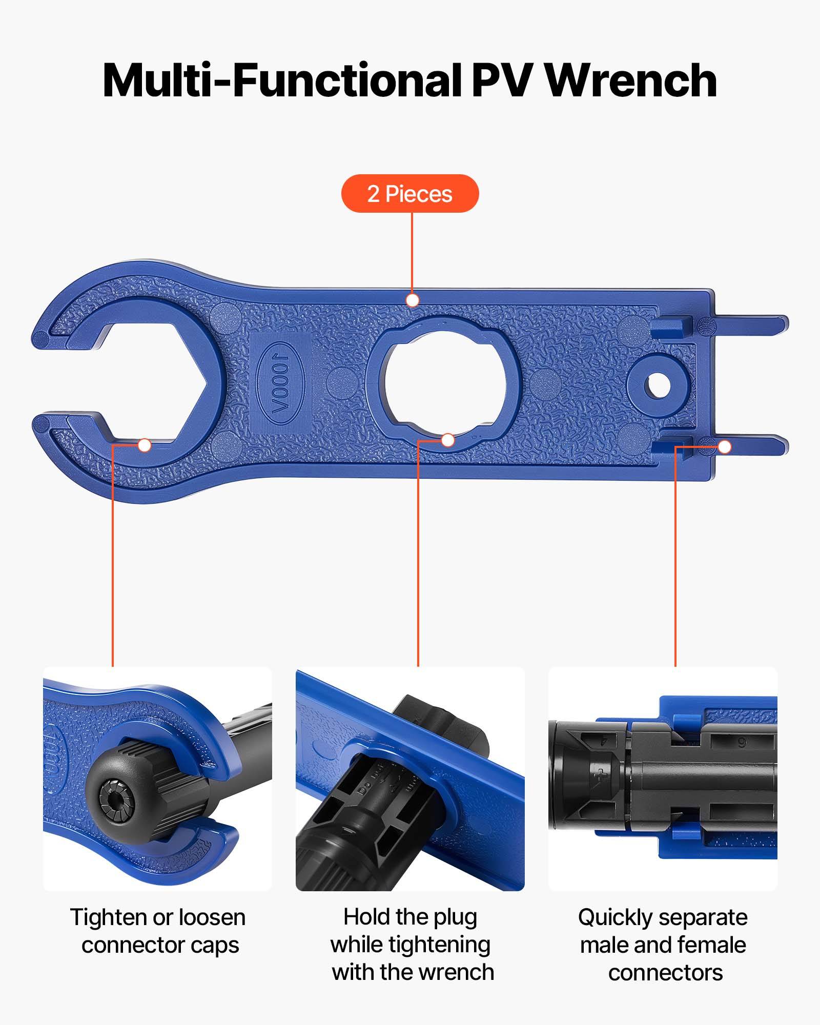 Vevor - VEVOR Kit de sertissage solaire 2,5–6 mm², pince à cliquet, 10 paires de connecteurs solaires IP67, clés PV et étui de rangement. - Image 7
