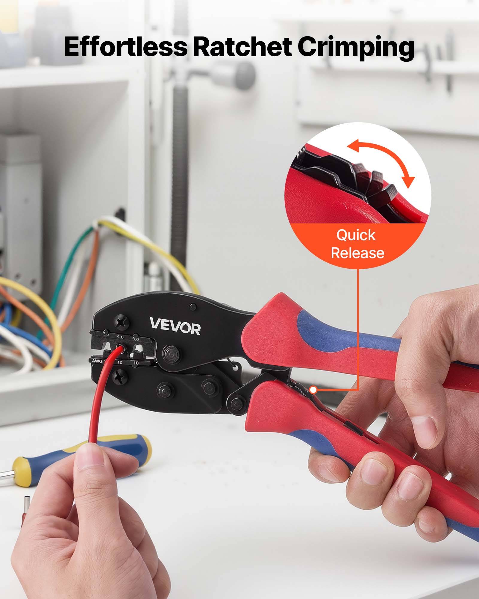 Vevor - VEVOR Kit de sertissage solaire 2,5–6 mm², pince à cliquet, 10 paires de connecteurs solaires IP67, clés PV et étui de rangement. - Image 3