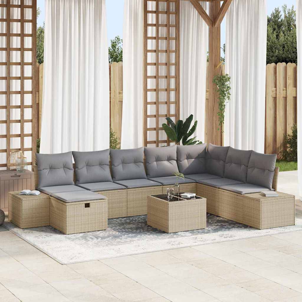 ComfortXL - Salon de Jardin d'Angle Polyrotin Modulable 9 Pièces 8 Places pour Grande Terrasse Beige – ComfortXL Outdoor Living - Image 1