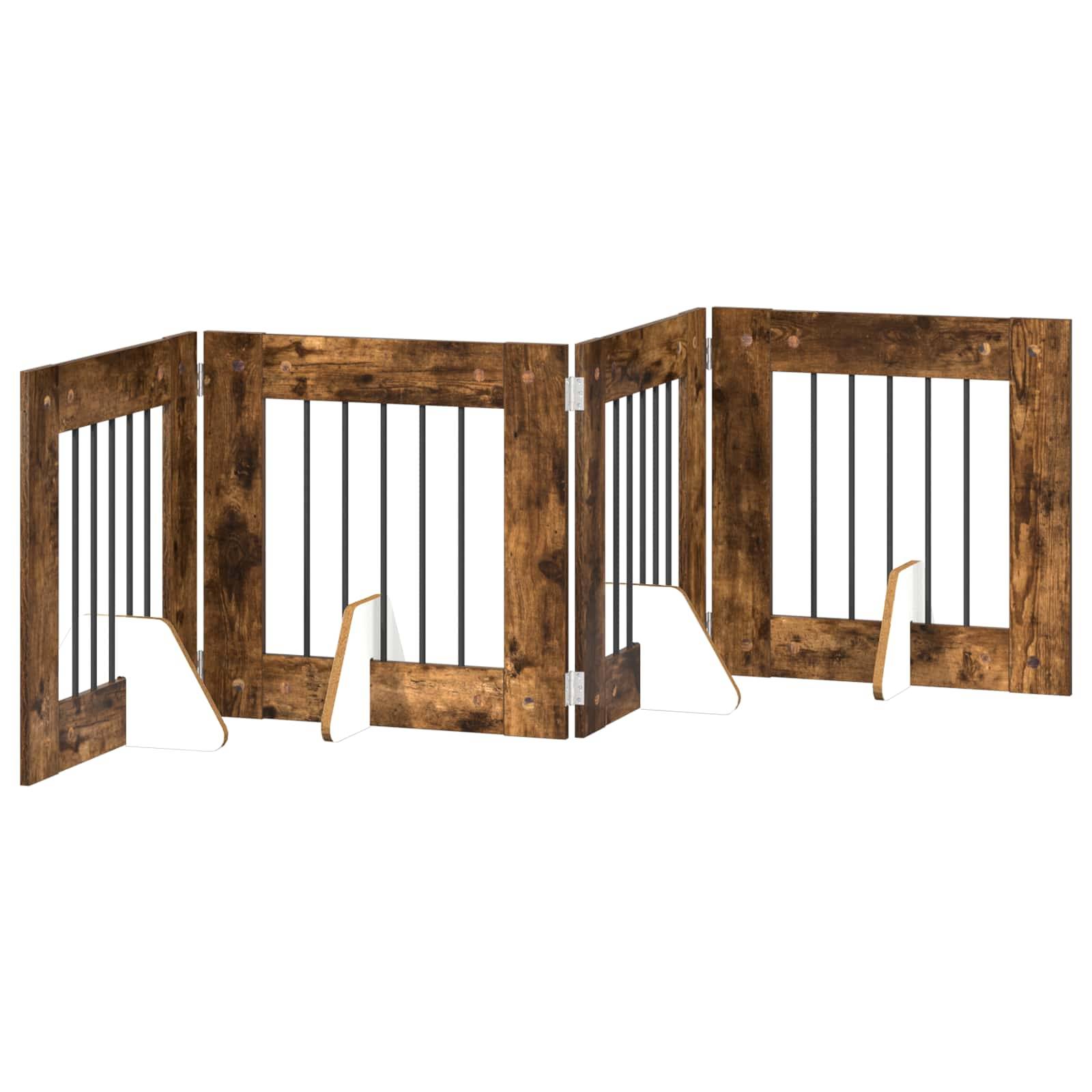 ComfortXL - Barrière de sécurité pour chien en bois intérieur modulable 241cm chêne fumé - ComfortXL Outdoor Living - Image 2