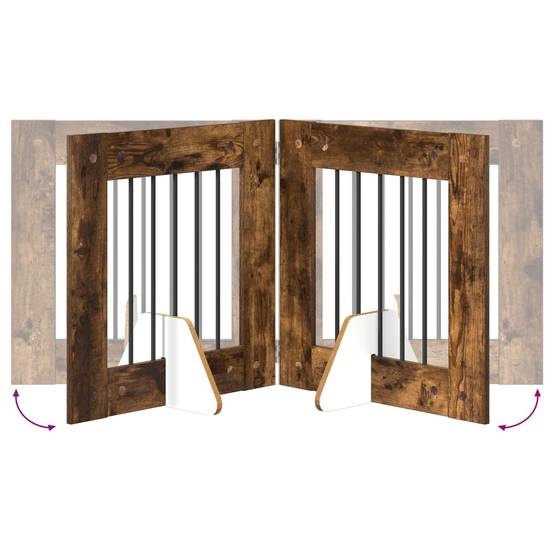 ComfortXL - Barrière de sécurité pour chien en bois intérieur modulable 241cm chêne fumé - ComfortXL Outdoor Living - Image 6
