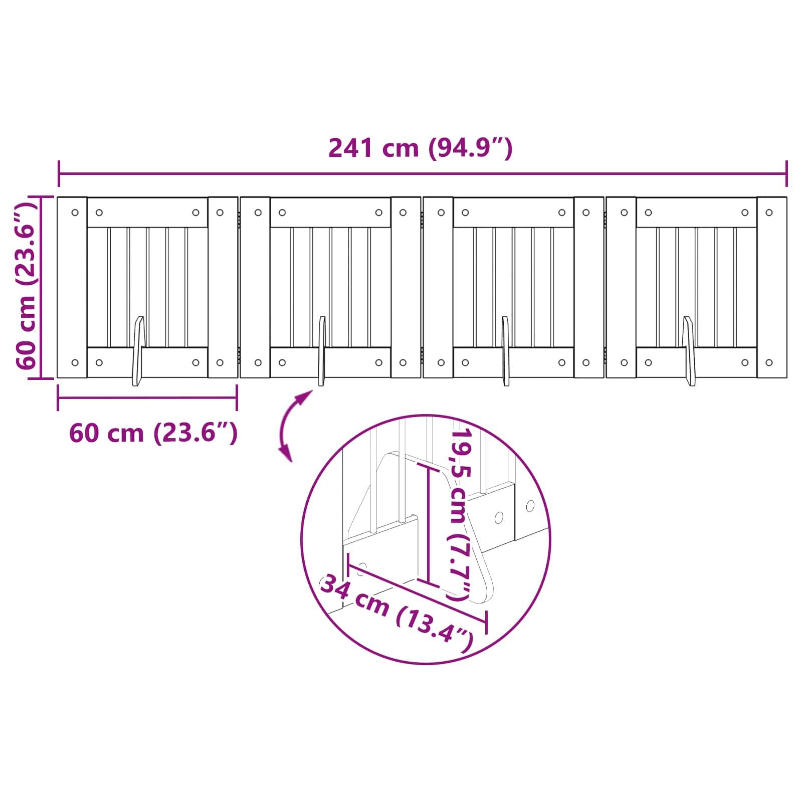 ComfortXL - Barrière de sécurité pour chien en bois intérieur modulable 241cm chêne fumé - ComfortXL Outdoor Living - Image 9