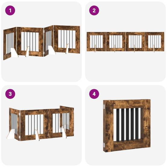 ComfortXL - Barrière de sécurité pour chien en bois intérieur modulable 241cm chêne fumé - ComfortXL Outdoor Living - Image 7