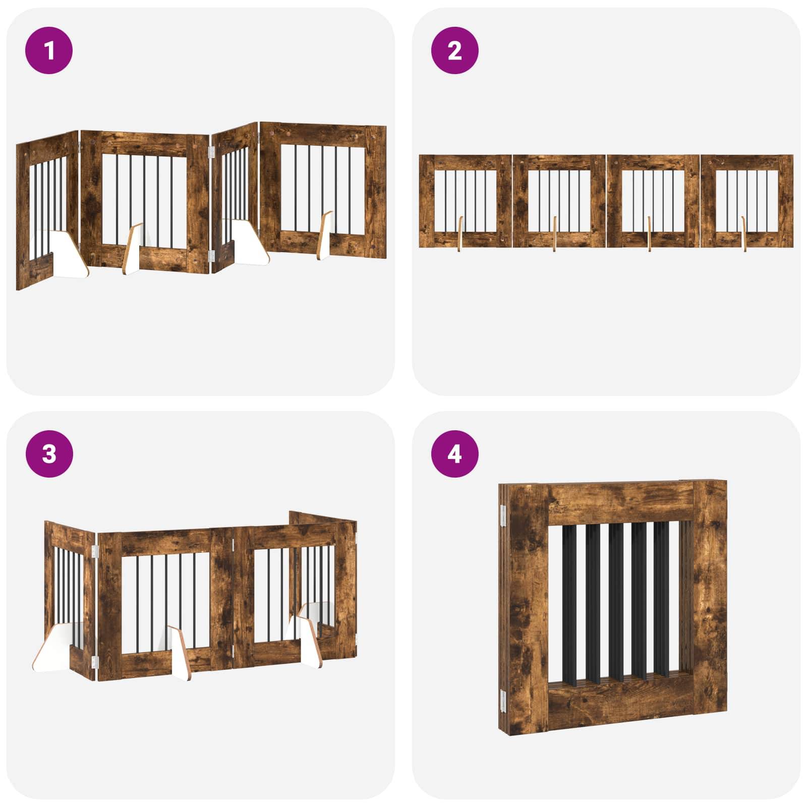 ComfortXL - Barrière de sécurité pour chien en bois intérieur modulable 241cm chêne fumé - ComfortXL Outdoor Living - Image 7