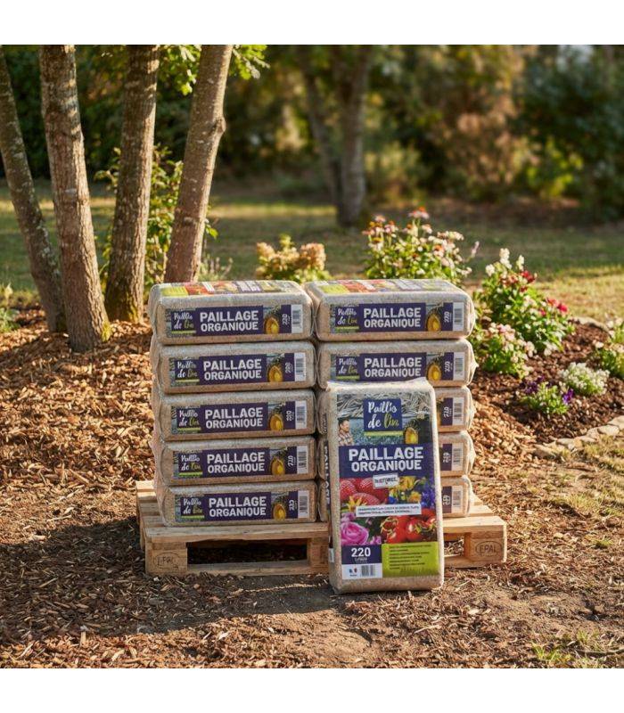 Paillis de lin, organique et naturelle pour jardins potagers, 10 balles de 220l - F-PAI058-10x220 - Image 1