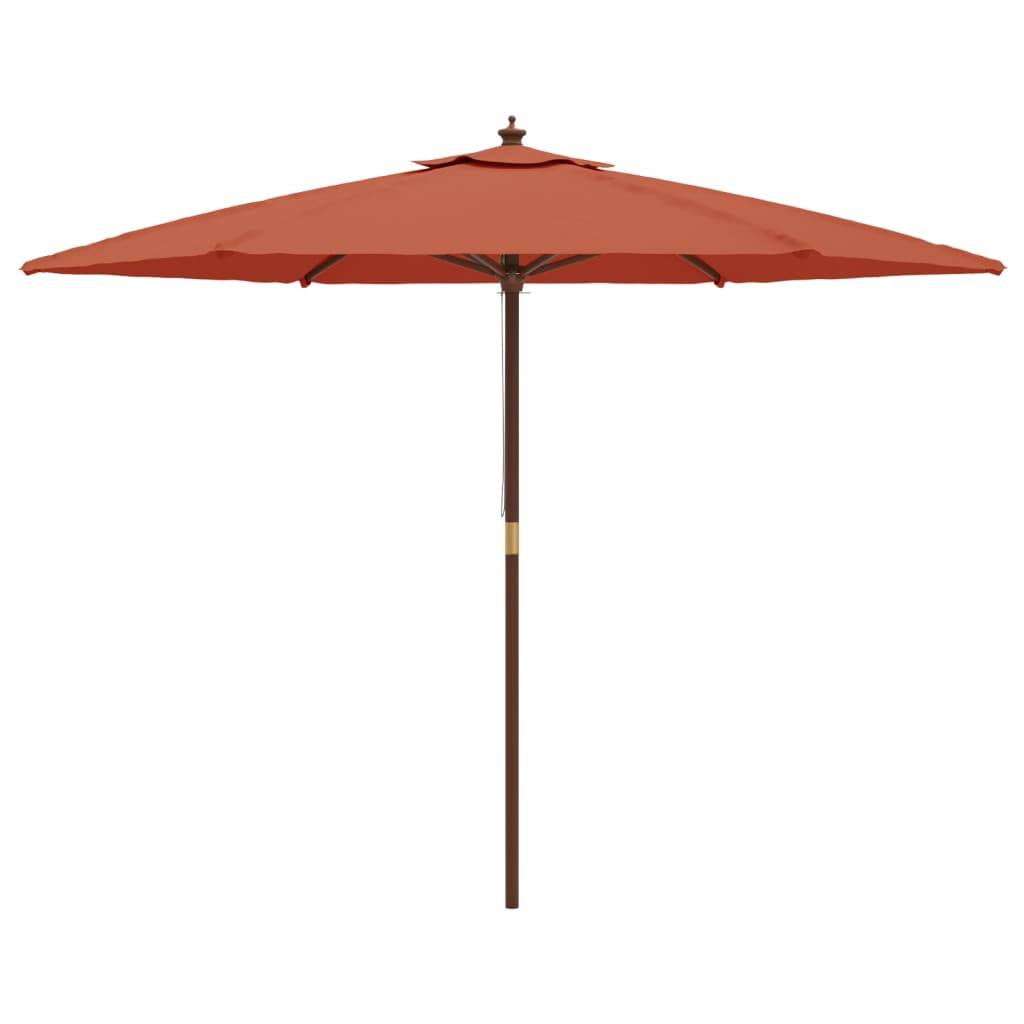 Helloshop26 - Parasol de jardin avec mât en bois 299 x 240 cm orange - Image 3