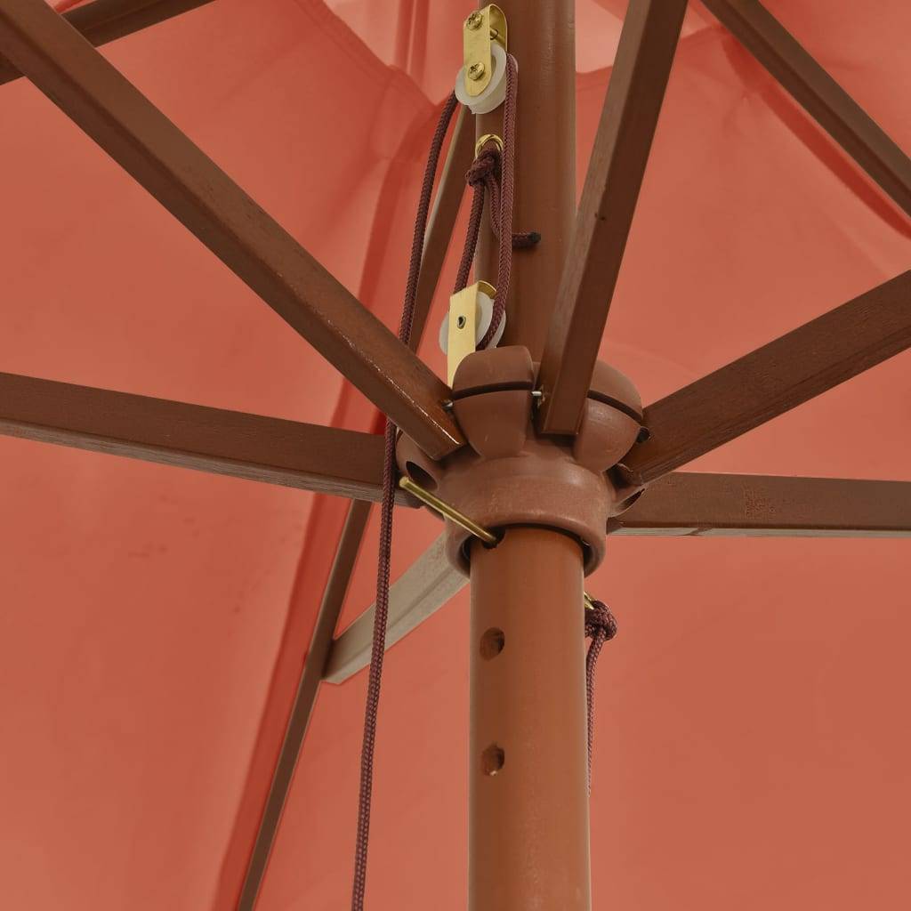 Helloshop26 - Parasol de jardin avec mât en bois 299 x 240 cm orange - Image 5