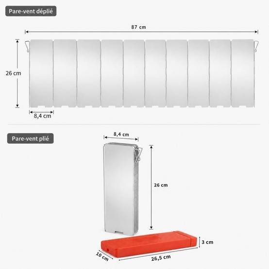 Pare-vent pliable aluminium pour réchaud de camping 10 panneaux - Image 3