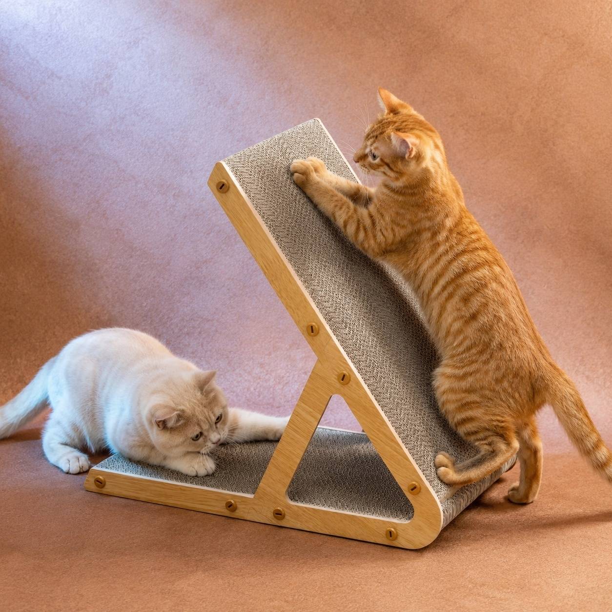 Grattoir Chat 2 en 1 Forme A Double Face Protège Sofa Compatible aux Chats ≤5kg - Image 9