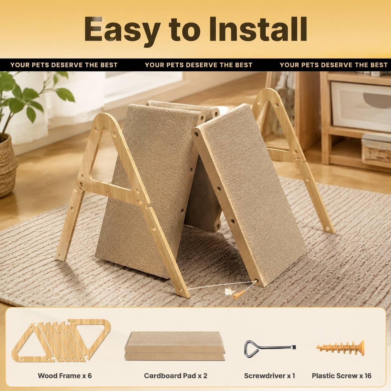 Grattoir Chat 2 en 1 Forme A Double Face Protège Sofa Compatible aux Chats ≤5kg - Image 6