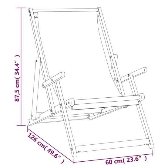 Chaise de plage pliable Bois de teck solide Gris 60 x 126 x 87,5 cm - PANGIVO - Image 8