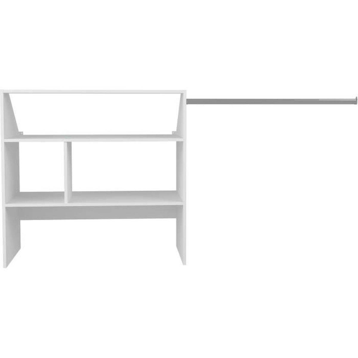 Kit de dressing sous pente blanc, mélaminé 16 mm, 1 barre de penderie, 2 étagères, 197 x 50 x 94 cm - Ekipa - Image 5