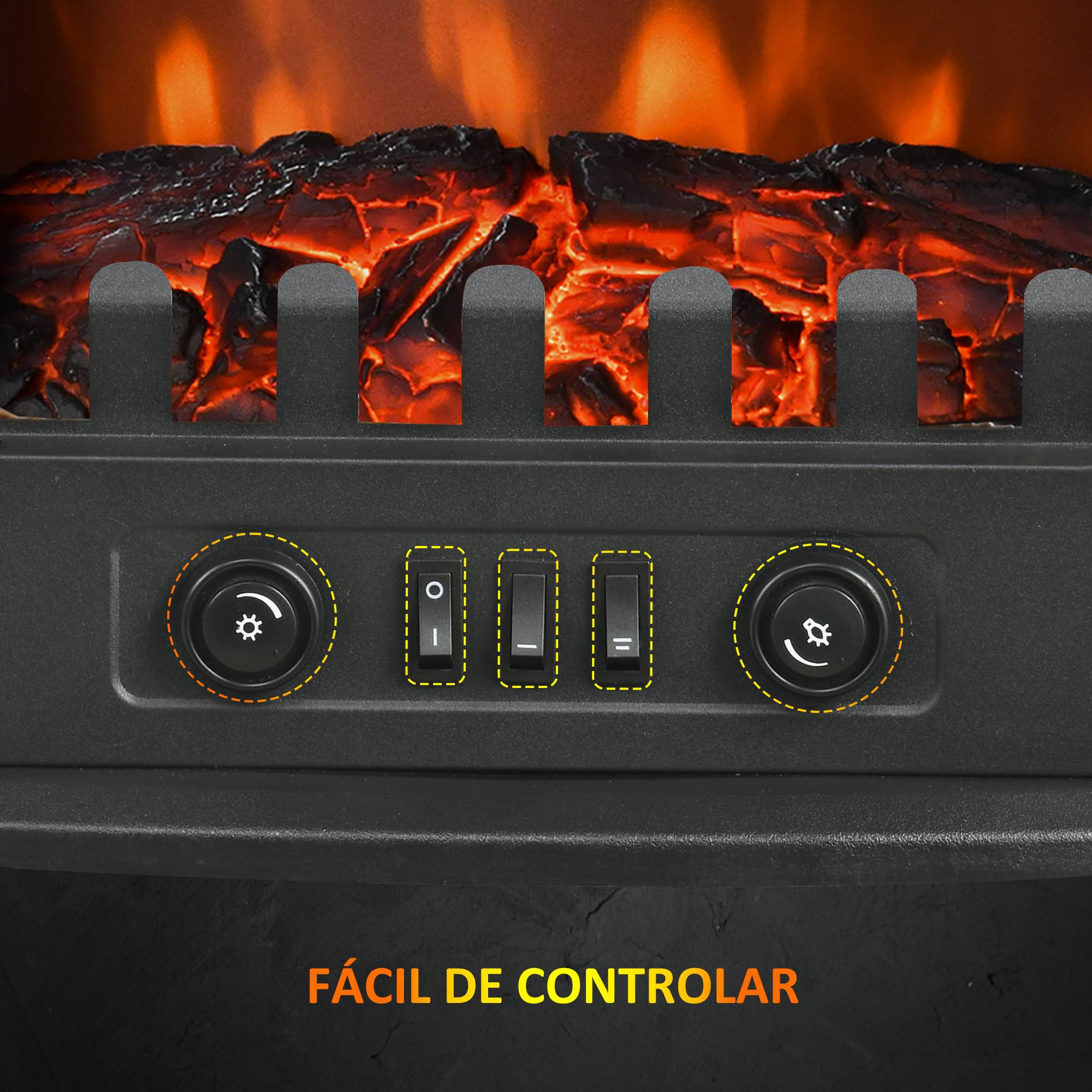 Cheminée électrique 1000W/2000W température réglable protection anti-surchauffe 55x31x58 cm noir - Image 9