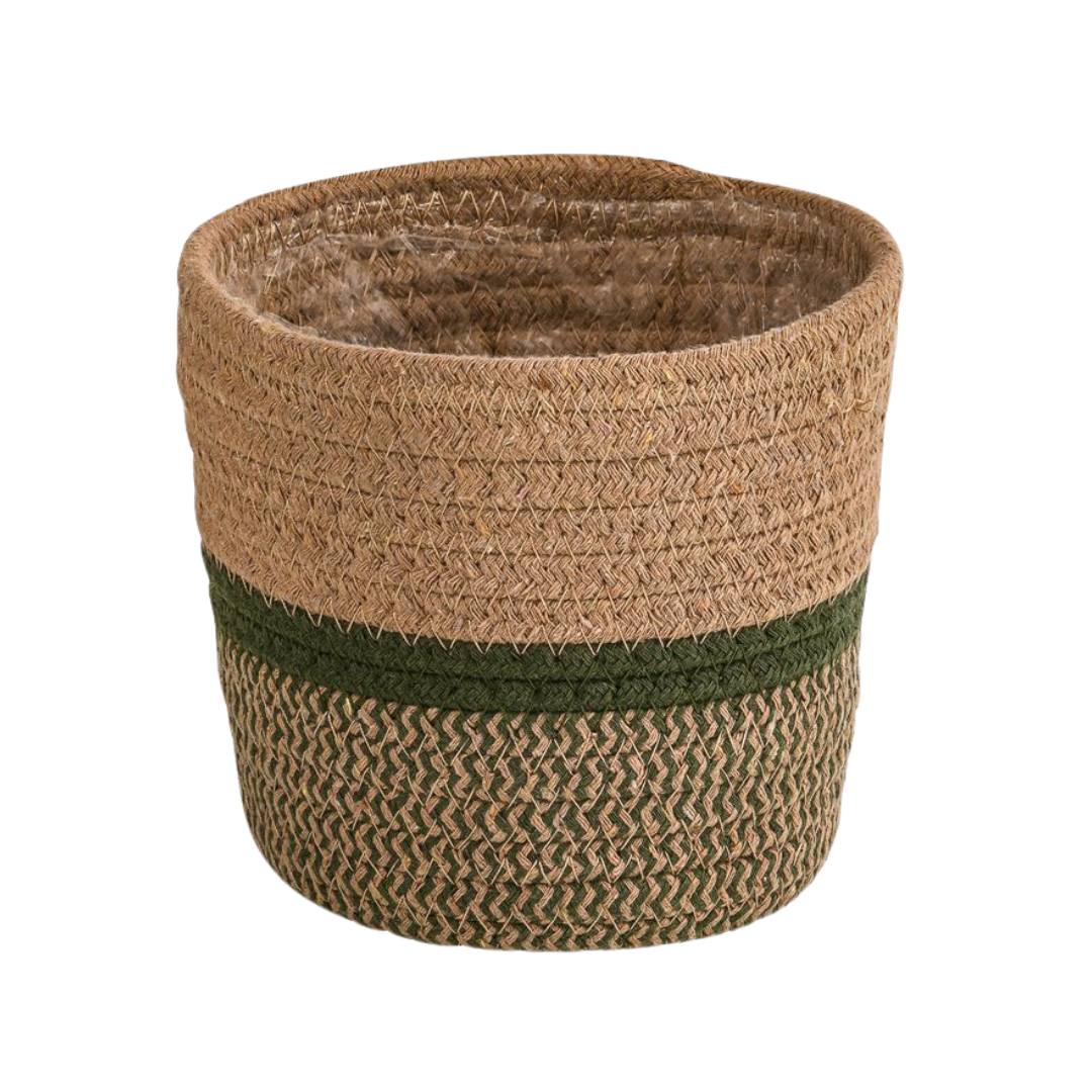 Cache-pot panier en jonc de mer - lot de 2 - D.21cm et D.24cm