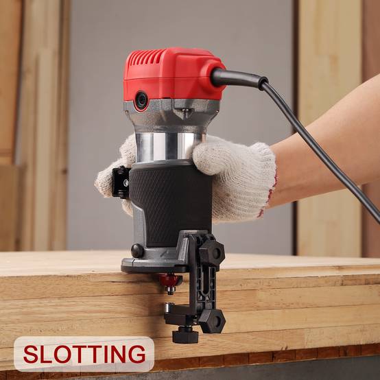 Affleureuse Électrique 710W 13000-33000 RPM Avec Housse anti Poussière, Affleureuse à Bois Avec 15 Fraises Queue de 1/4", 6 Vitesses Variables, Base - Image 6
