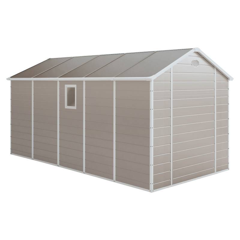 Abri de jardin en résine beige 11m² avec kit de fondation et double porte Jôbu - Image 3