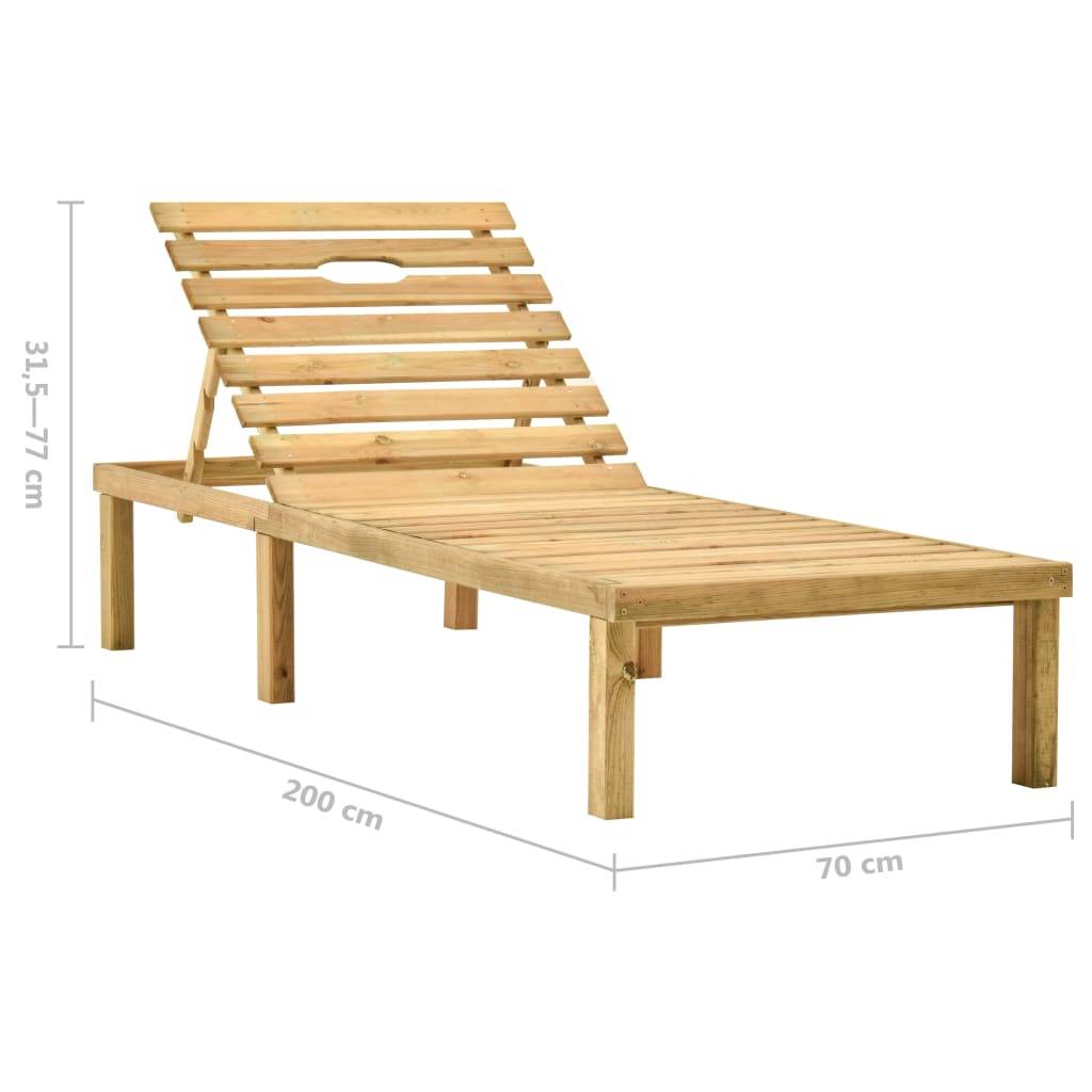 Helloshop26 - Transat chaise longue bain de soleil lit de jardin terrasse meuble d'extérieur avec table et coussin pin imprégné - Image 8