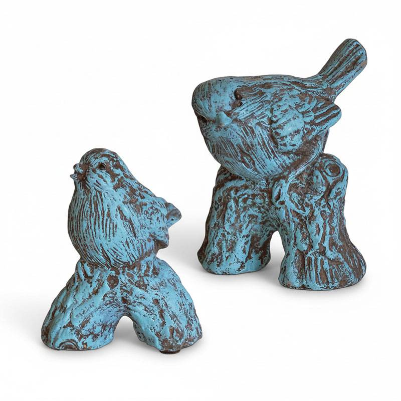 La Grande Prairie - Ensemble 2 oiseaux branche ciment 14x11x11cm - Image 1