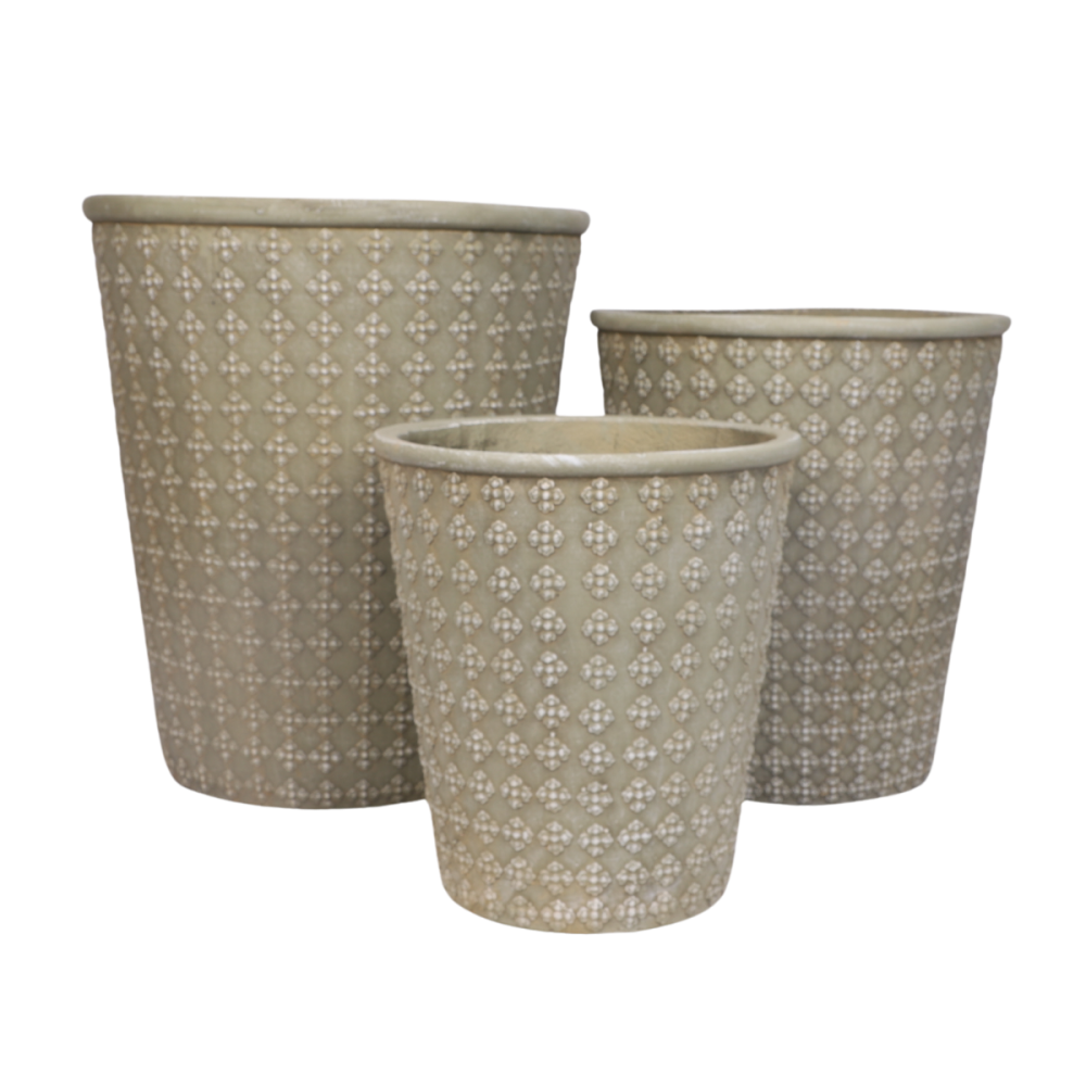 3 Cache-pots grandes tailles plante extérieur béton vert 32-41-50cm Chemin de campagne - Image 1