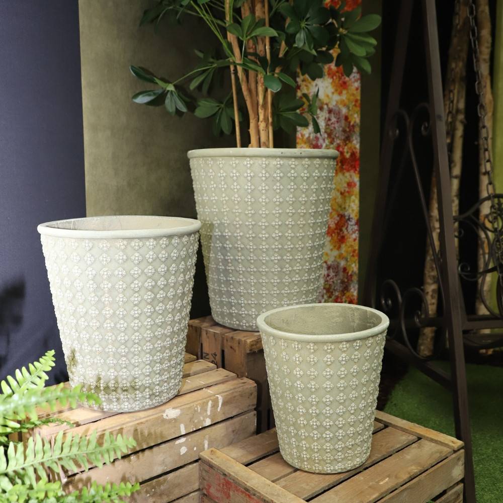 3 Cache-pots grandes tailles plante extérieur béton vert 32-41-50cm Chemin de campagne - Image 3