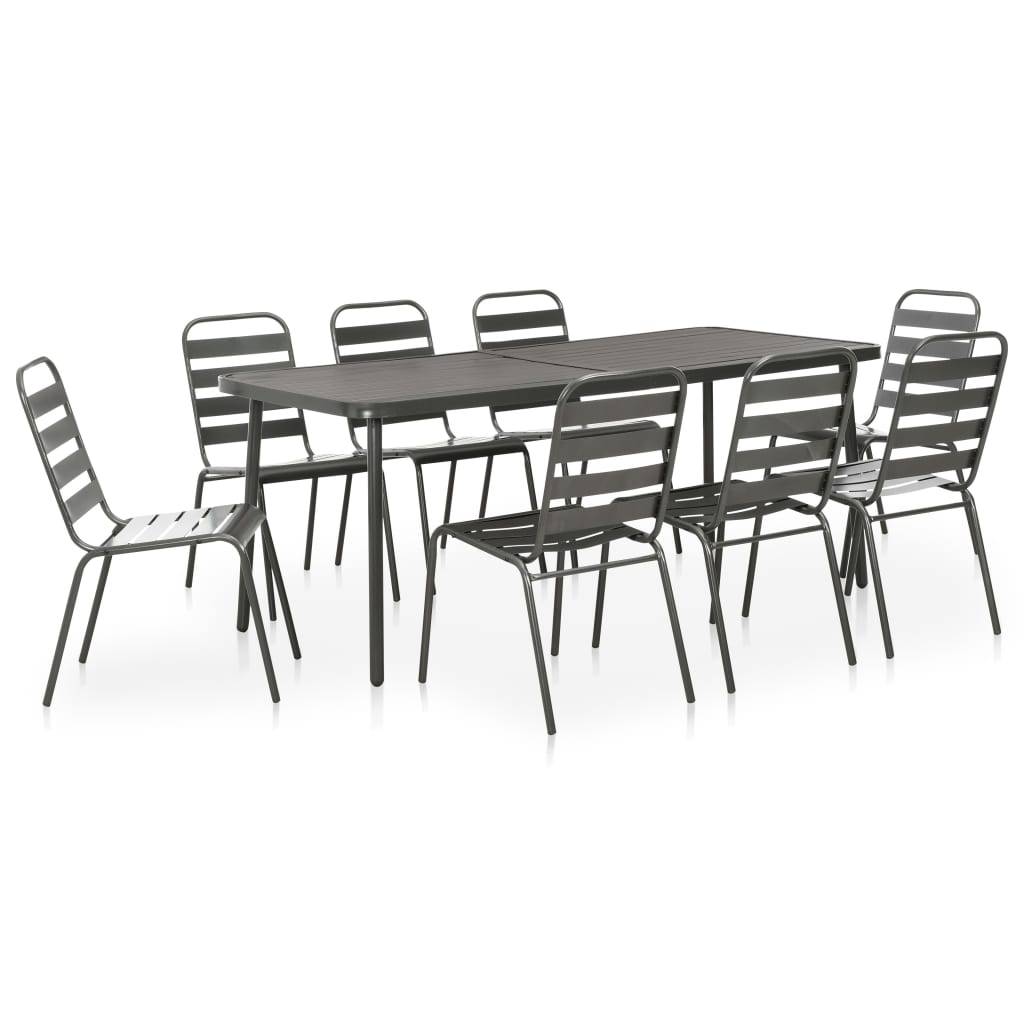 Vidaxl - Ensemble à manger d'extérieur 9 pcs Acier Gris foncé vidaXL 46633 - Image 1