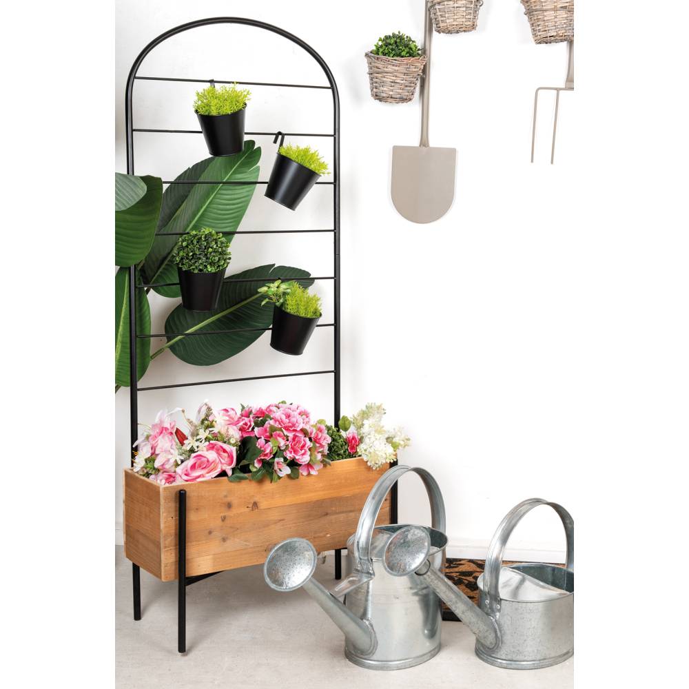 Aubry Gaspard - Jardinière en bois avec treillis en métal + 4 seaux - Image 2