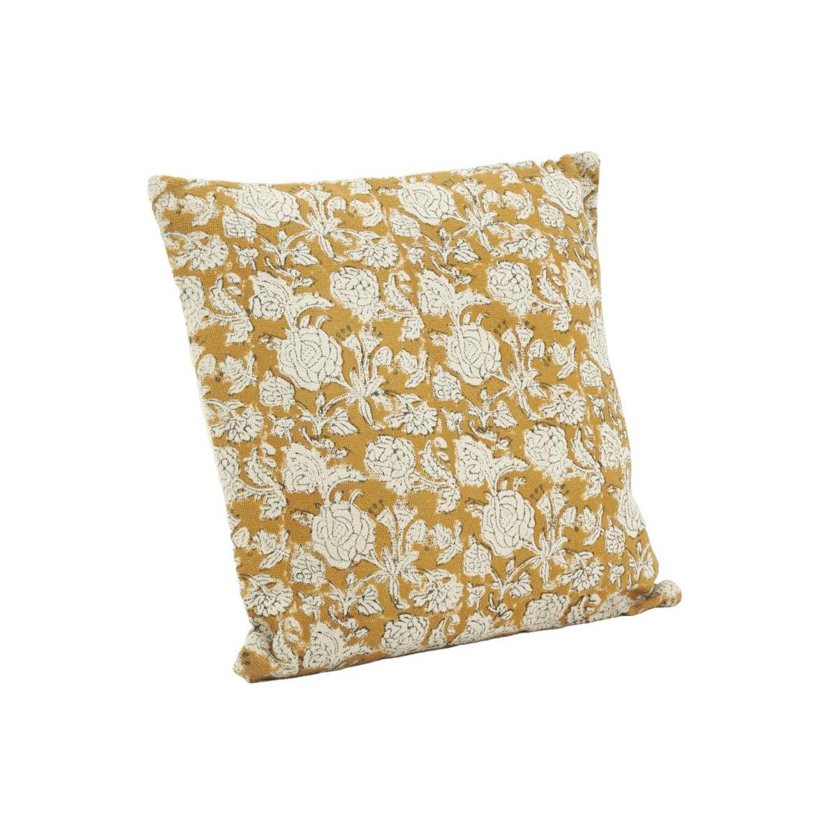 Aubry Gaspard - Coussin à fleurs jaune et blanc - Image 1