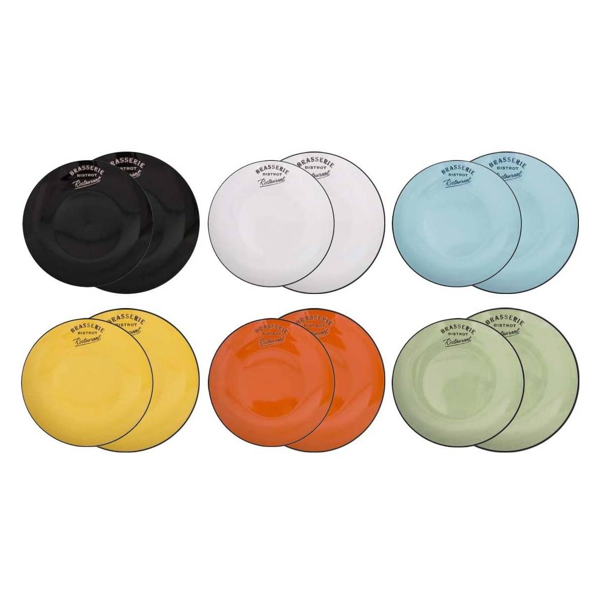 Antic Line Creations - Assiettes colorées Brasserie bistrot (Lot de 12) - Image 1