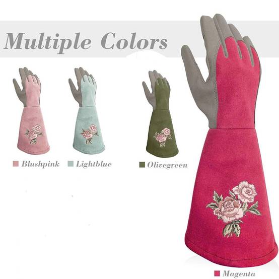 Gants de jardinage pour femme, résistants aux perforations, adaptés au jardinage, rose rouge, taille M-Lytech - Image 3