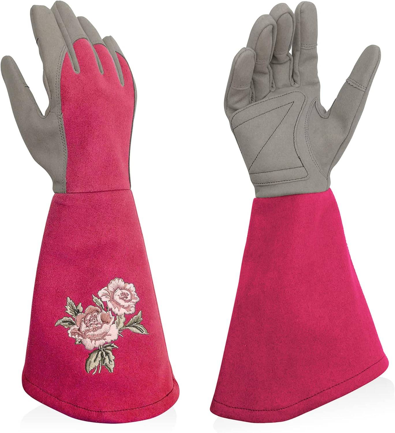 Gants de jardinage pour femme, résistants aux perforations, adaptés au jardinage, rose rouge, taille M-Lytech - Image 1