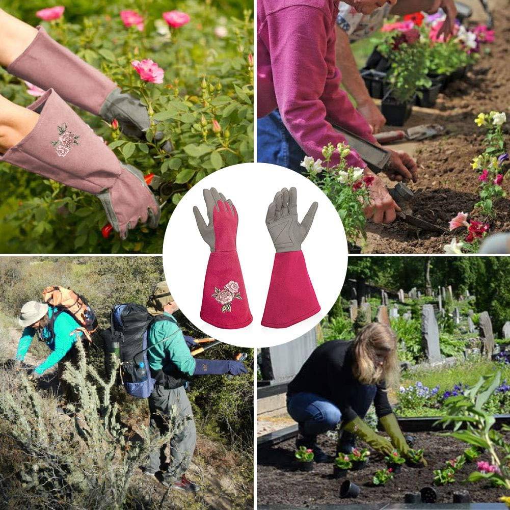 Gants de jardinage pour femme, résistants aux perforations, adaptés au jardinage, rose rouge, taille M-Lytech - Image 5
