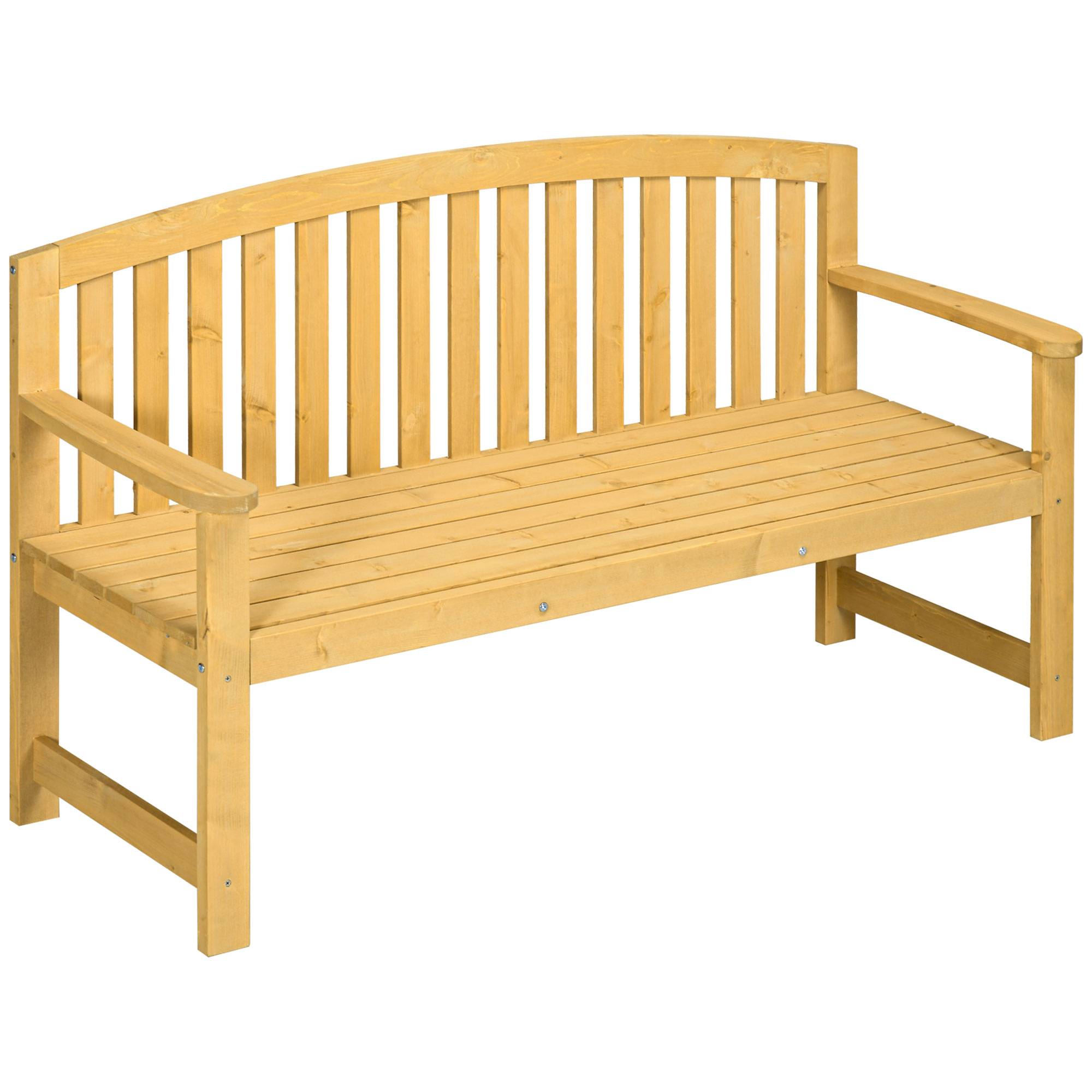 Banc de jardin 2 places en bois résistant aux UV, capacité 240 kg, 140 x 50 x 85 cm, Orange, meuble extérieur durable - Image 1