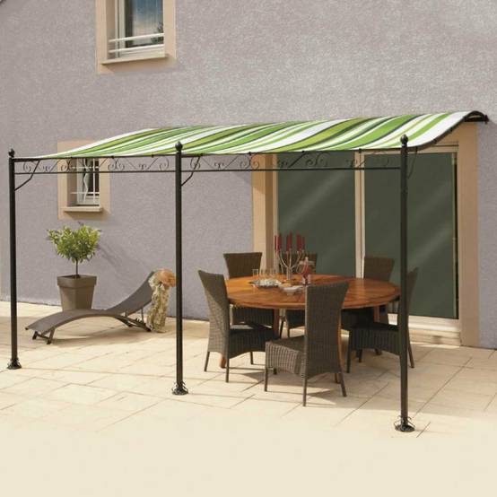 Terre Jardin - Toile de rechange pour tonnelle adossée 4 x 3 m Vert - TERRE JARDIN - Image 4