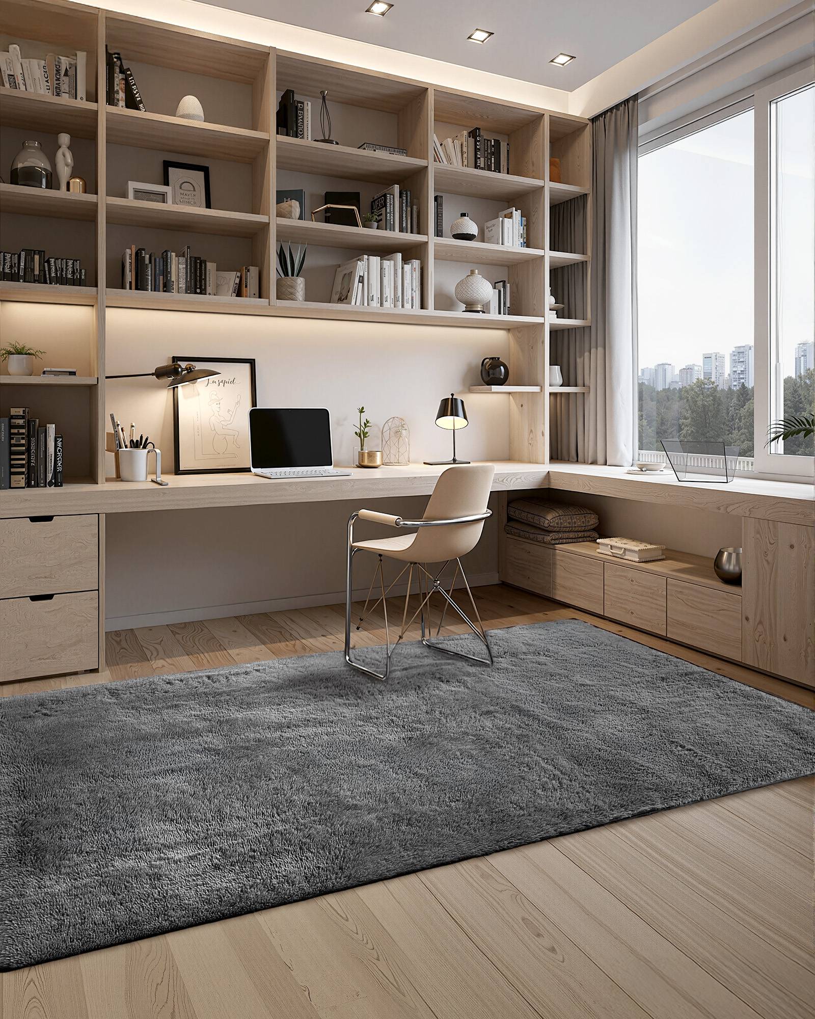 VEVOR Tapis Salon Chambre Poil Long Antidérapant Moderne Peluche 1,5 x 2,4 m - Image 5