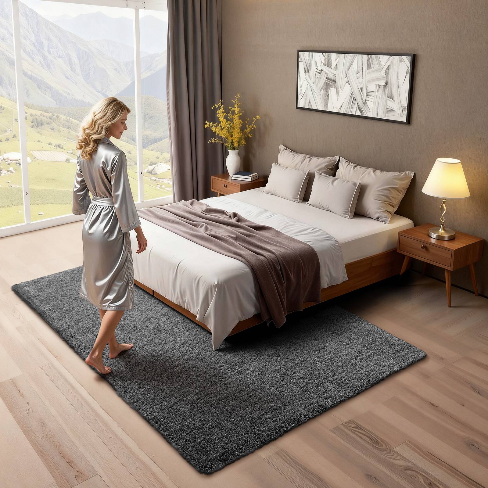 VEVOR Tapis Salon Chambre Poil Long Antidérapant Moderne Peluche 1,5 x 2,4 m - Image 8