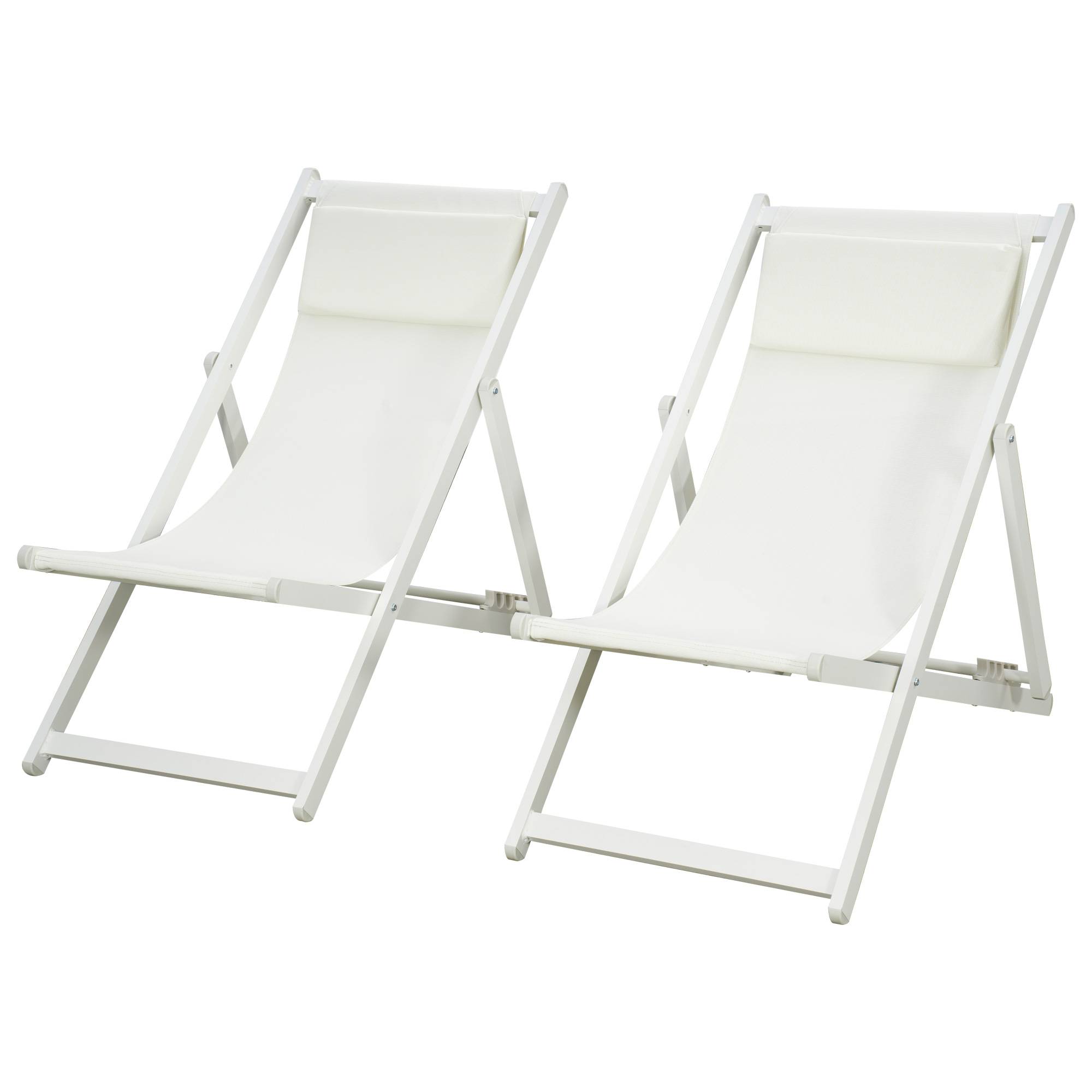 Lot de 2 chaises longues aluminium blanches 5 positions réglables 60x100x85 cm, transats jardin pour terrasse - Image 2