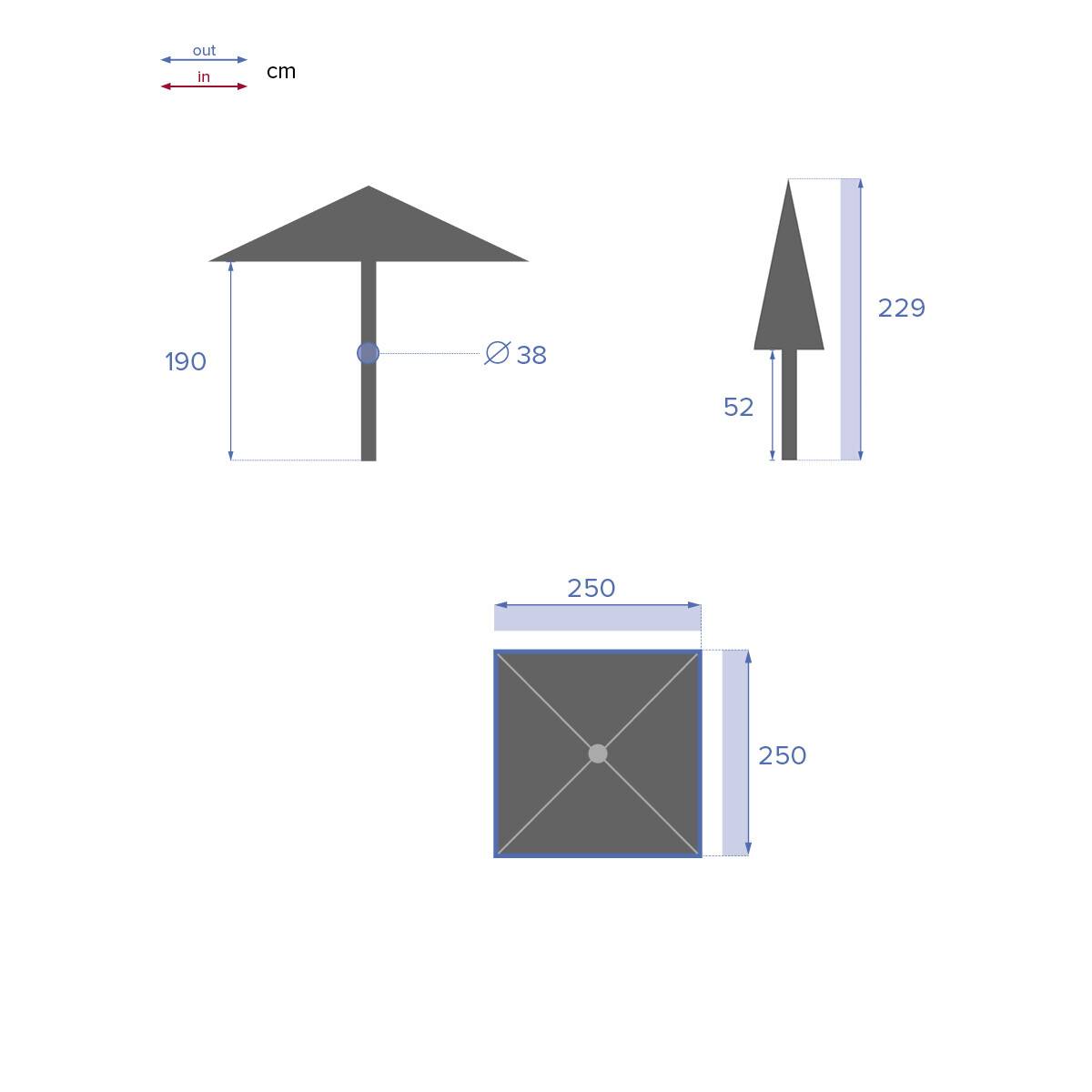 Hesperide - Parasol droit carré "Soya" jaune moutarde D2,5x2,5m en acier Hespéride - Image 8