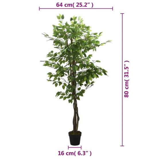Ficus artificiel bois et PEVA vert 80 cm - PANGIVO - Image 5