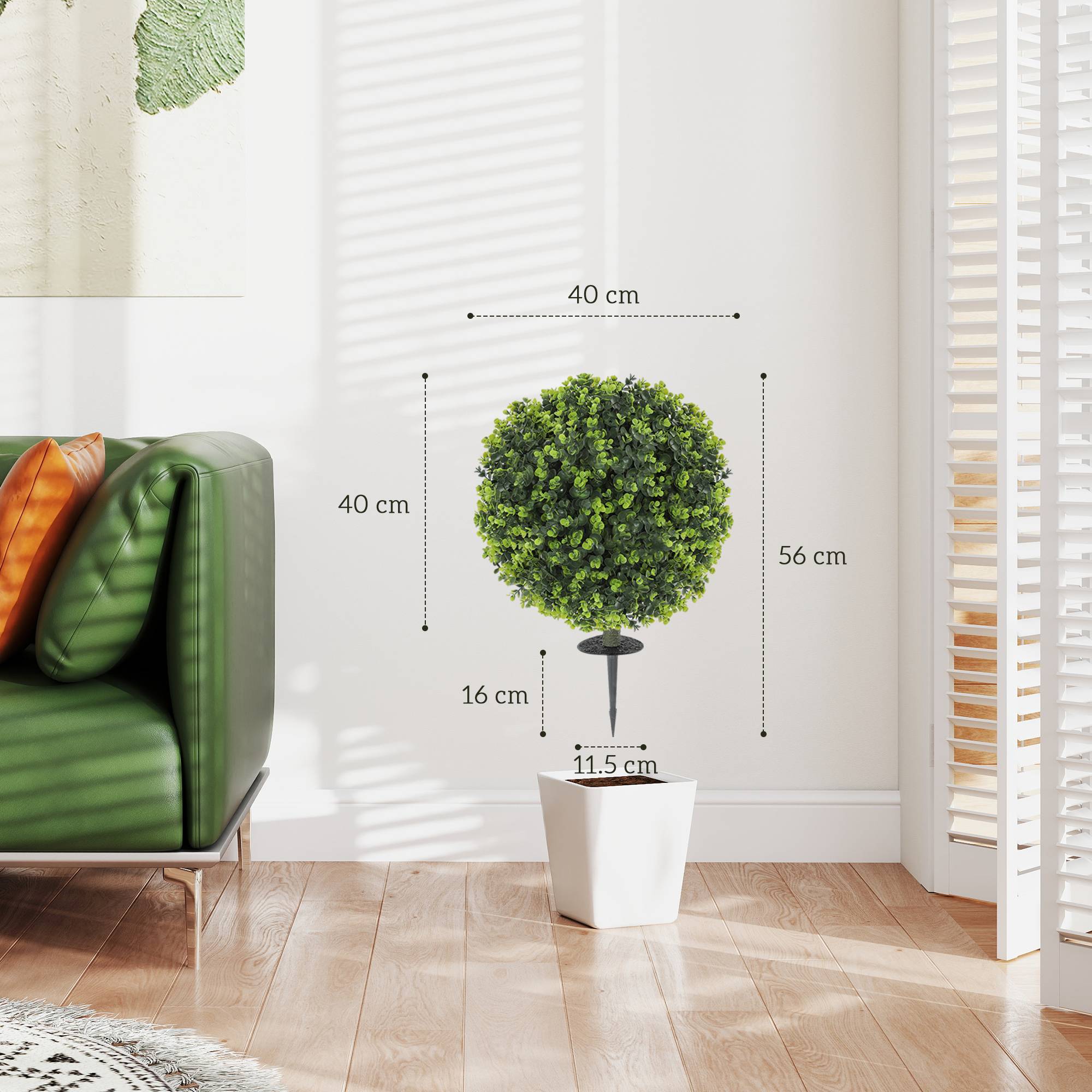 Sans Marque - Lot 2 plantes buis artificielles 40 cm tuteur intérieur extérieur vertes - Image 5