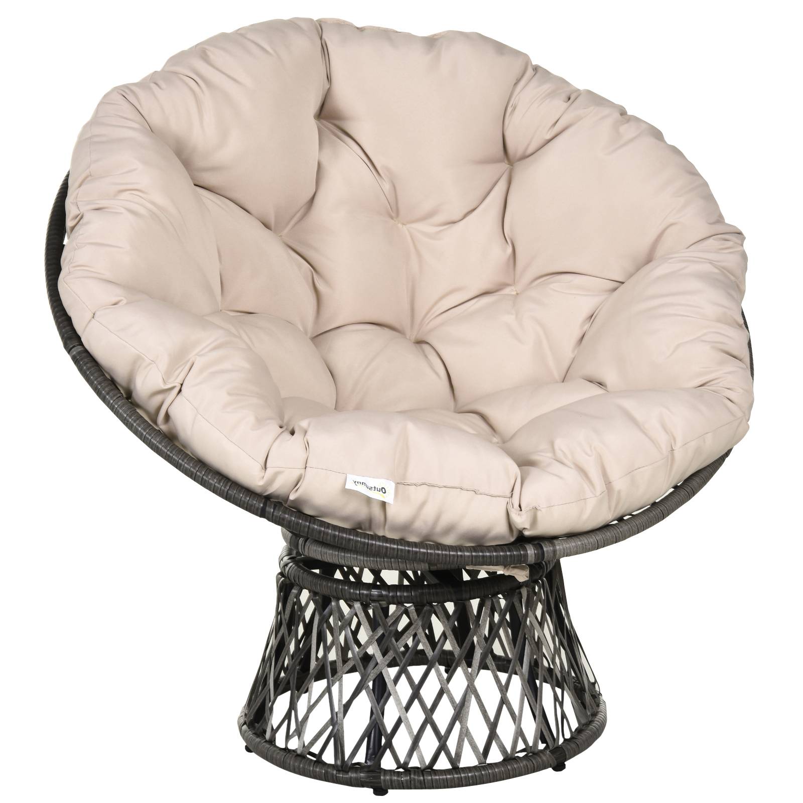 Fauteuil de jardin papasan pivotant résine tressée crème 97 x 87 x 90 cm - PANGIVO - Image 2