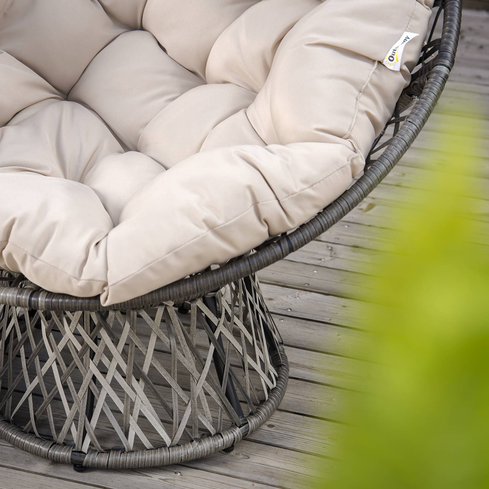 Fauteuil de jardin papasan pivotant résine tressée crème 97 x 87 x 90 cm - PANGIVO - Image 10