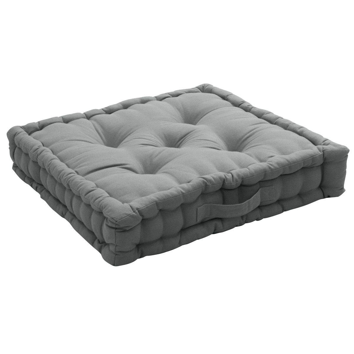 Enjoy Home - Coussin de Sol Uni "Panama" 50x50cm Gris Clair - Image 1