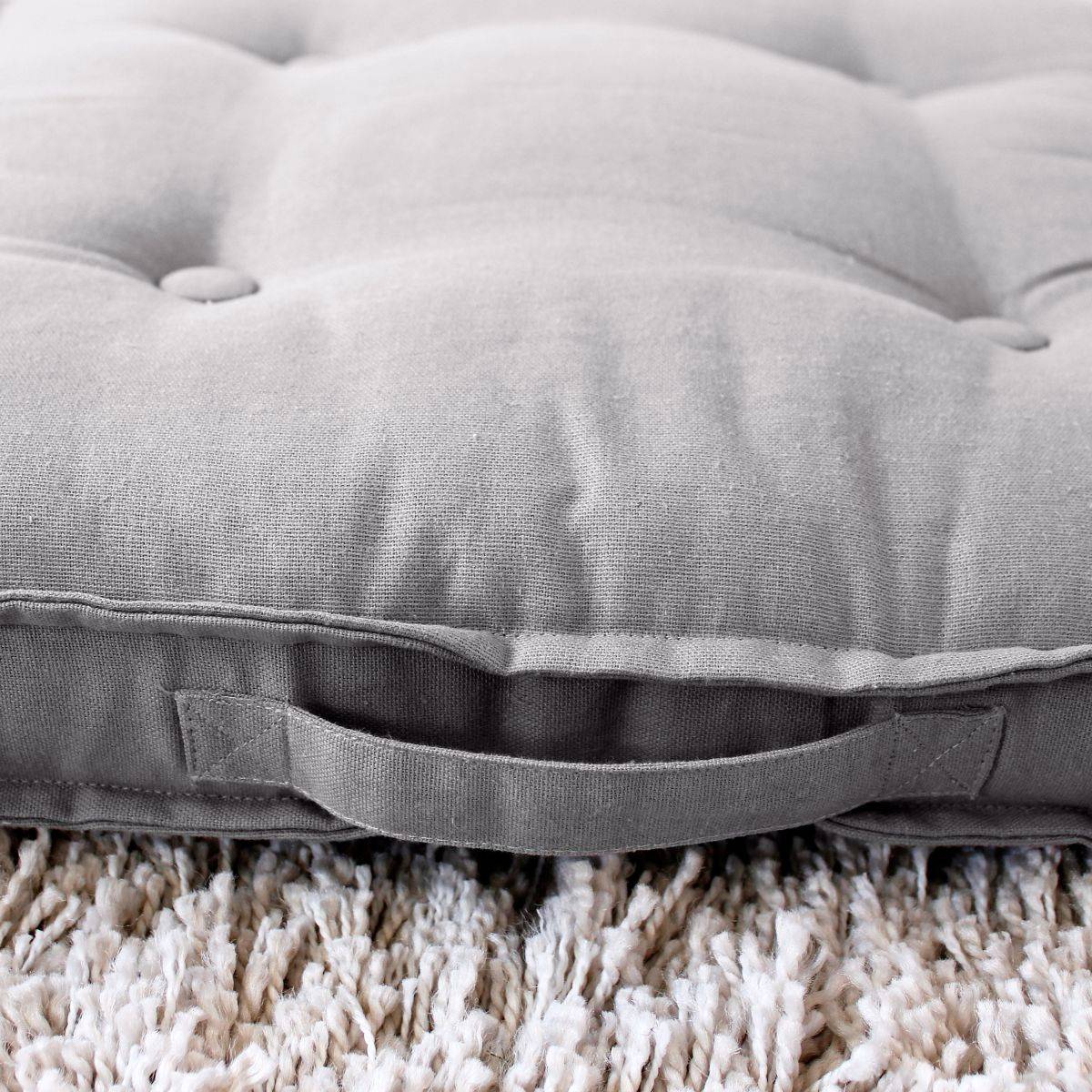 Enjoy Home - Coussin de Sol Uni "Panama" 50x50cm Gris Clair - Image 4