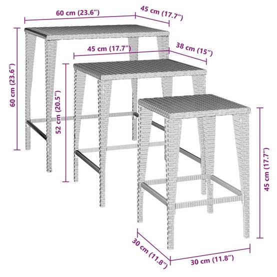 Lot de 3 Table bois composite Abril Isabel Naturel 60 X 45 X 60 cm - P95045N - Image 8