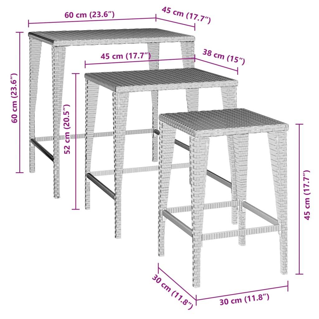 Lot de 3 Table bois composite  Abril Isabel Naturel 60 X 45 X 60 cm  - P95045N - Image 8