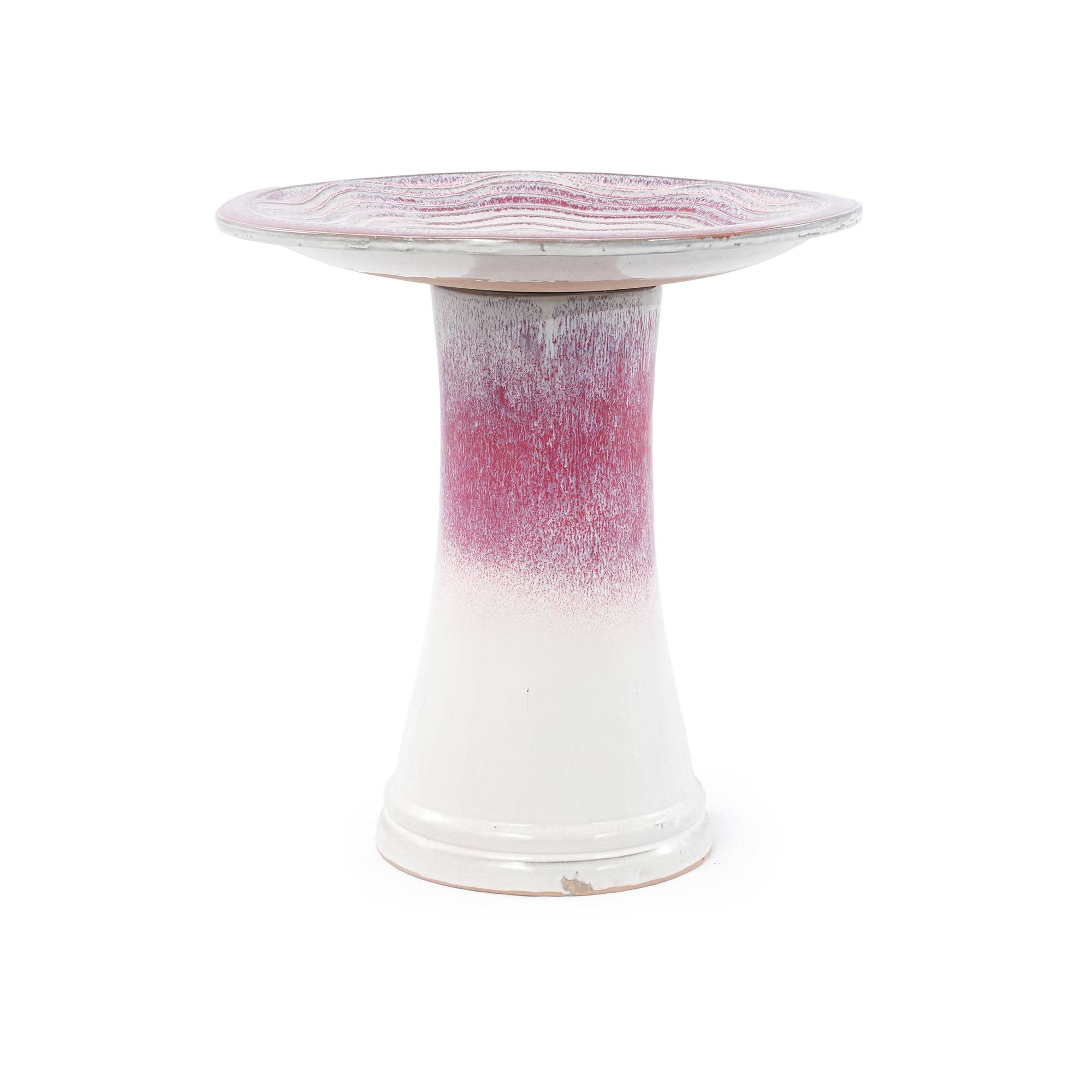 ComfortXL - Bain d’oiseaux céramique blanc rose Ø 43 cm H 45 cm jardin terrasse stable antigel - ComfortXL Outdoor Living - Image 2