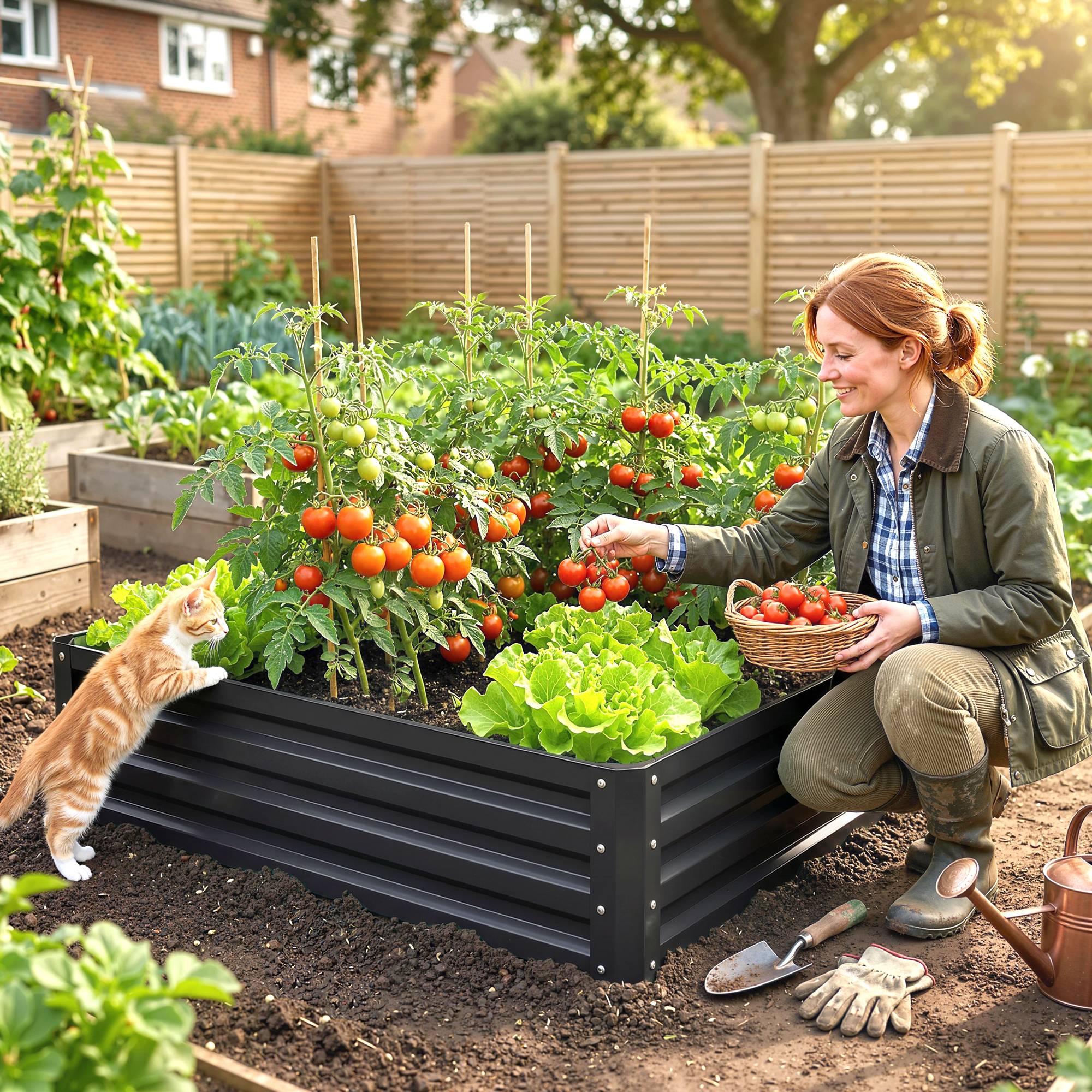 Sans Marque - Carré potager jardin acier galvanisée 120x120x30 cm gris - Image 4
