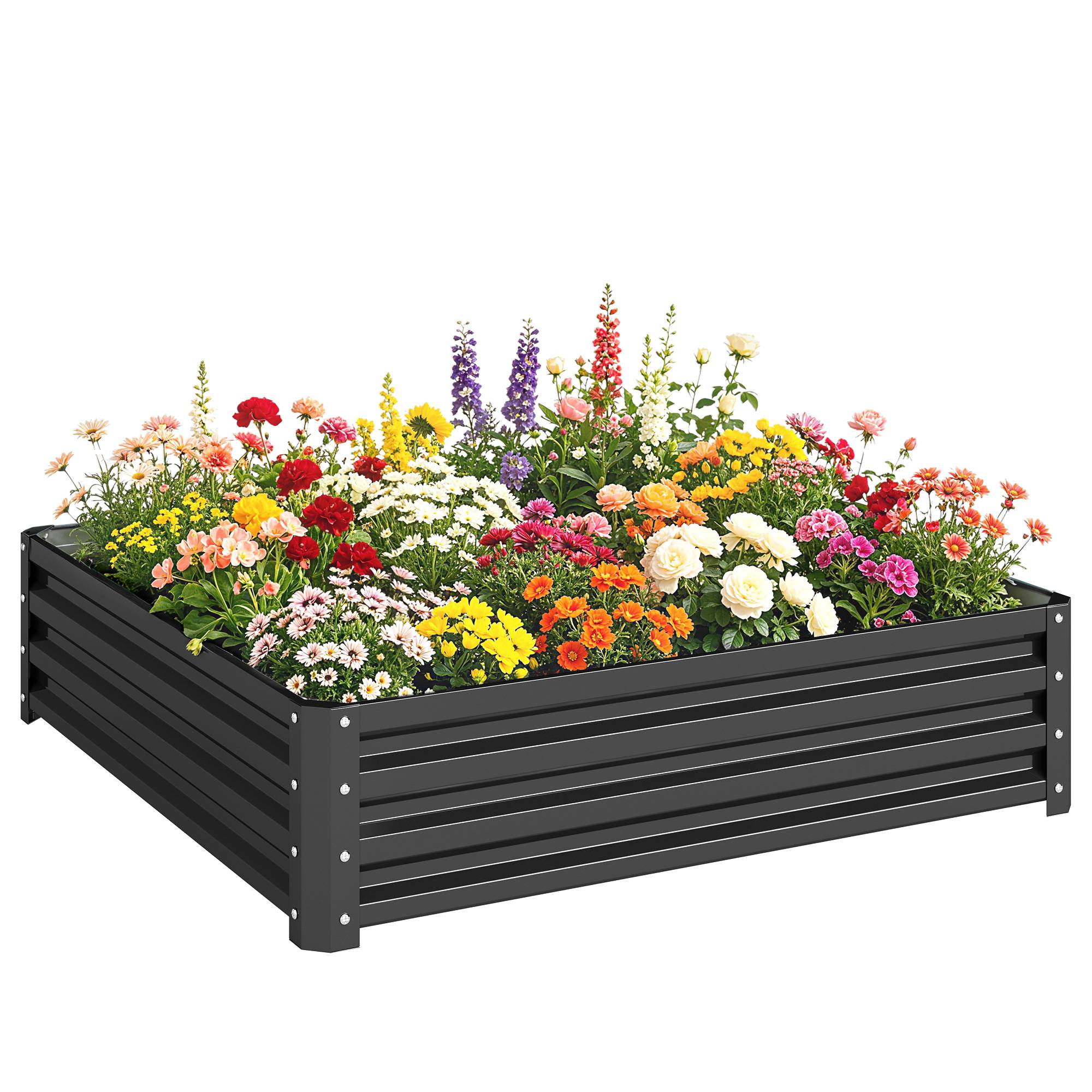 Sans Marque - Carré potager jardin acier galvanisée 120x120x30 cm gris - Image 1