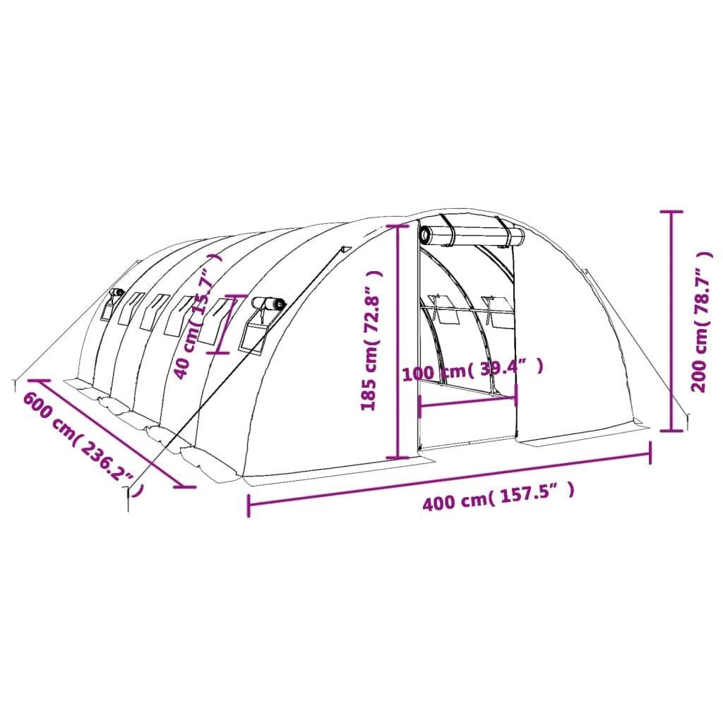 Vidaxl - Serre avec cadre en acier vert 24 m² 6x4x2 m vidaXL 3188062 - Image 3