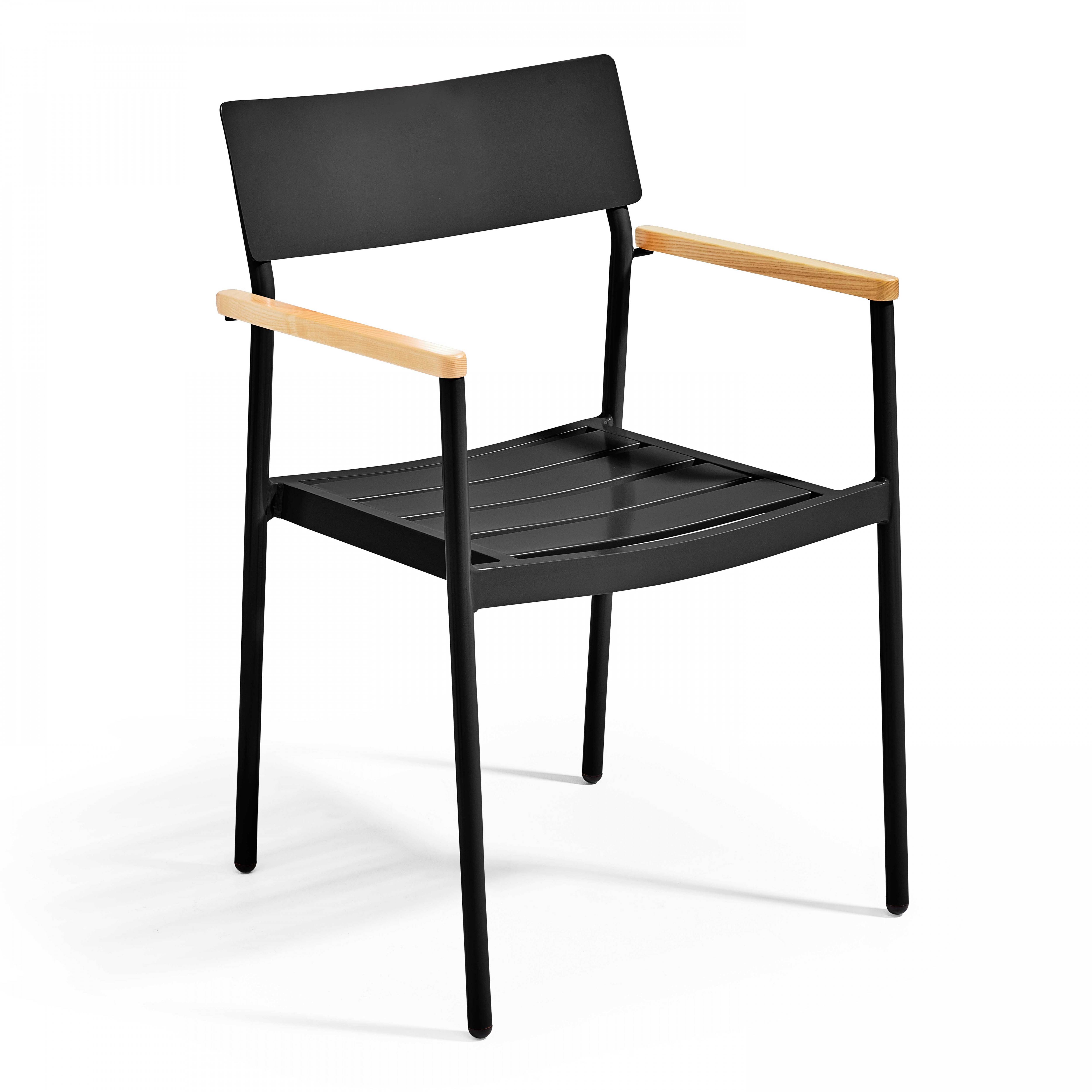 Oviala - Ensemble table de jardin et 4 fauteuils en aluminium/bois noir Bristol - Oviala - Image 5